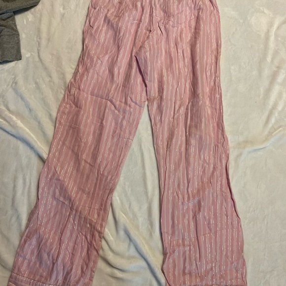 Victorias Secret Gray Top and Pink Striped Pajama Set - Picture 5 of 9